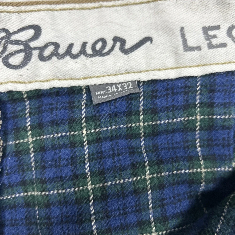 Eddie Bauer Mens 34x32 Flannel Lined Beige Chino Pants‎ Cotton Casual Preppy